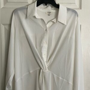 Umgee Cream Twist Front Blouse